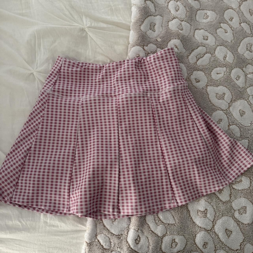 VOGO Athletica Pink Gingham Mini Skirt